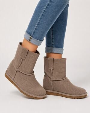 UGG Classic Unlined Mini Perf Boots Taupe Perforated Suede Women’s US 7 EU 38